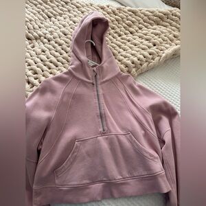rose colored Lululemon scuba quarter zip